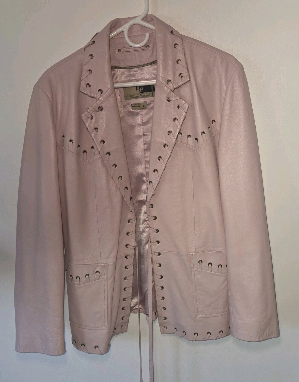 Vtg 90s Lucien Piccard LP Real Leather Jacket Coat Women's Biker Pink Western